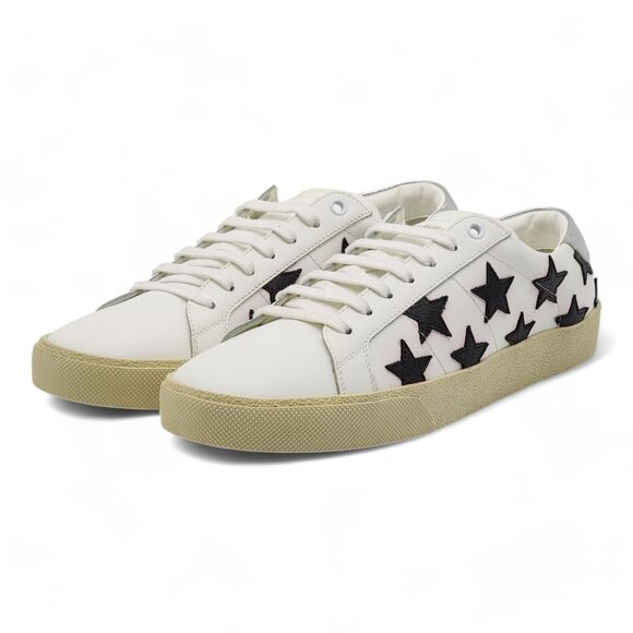 Saint Laurent Paris Court Stars Leather Sneakers White EU 41 US 8 - New $750 main image 5